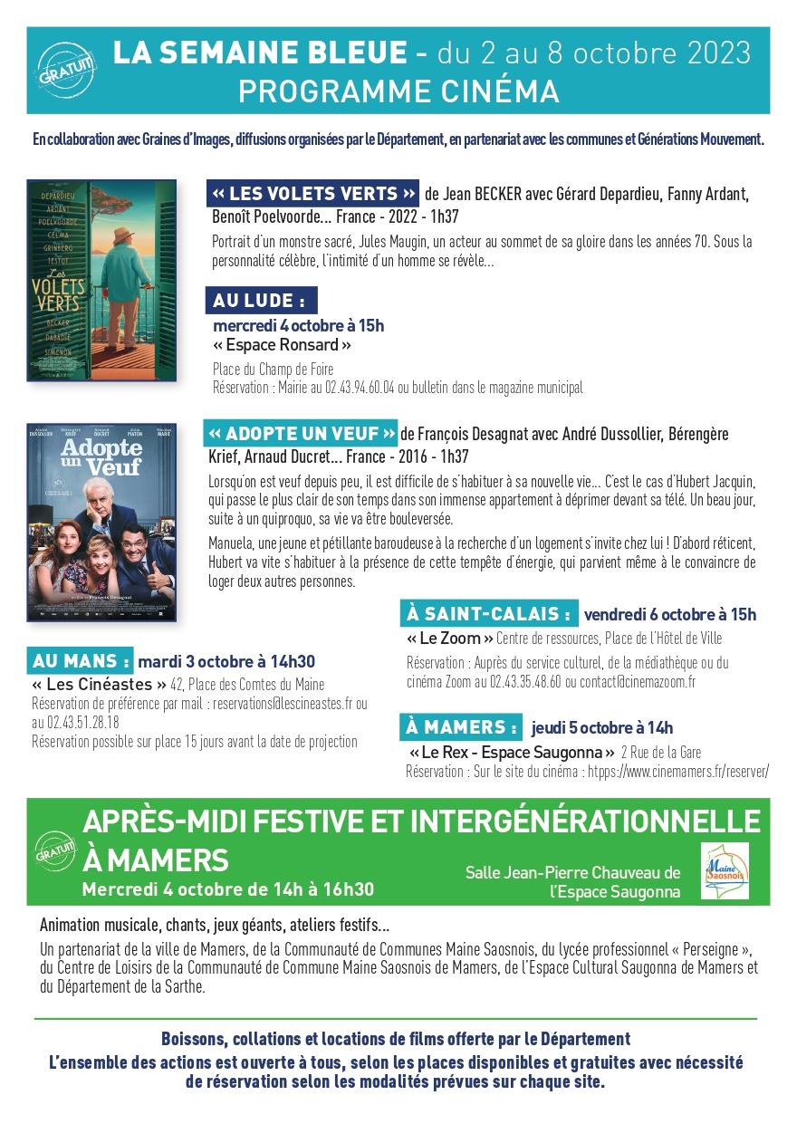 Programme Semaine Bleue 2023